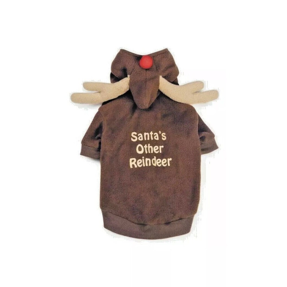 Santa's Reindeer Dog Christmas Sweater Winter Hoodies‎ Warm Two Legged XS Brown